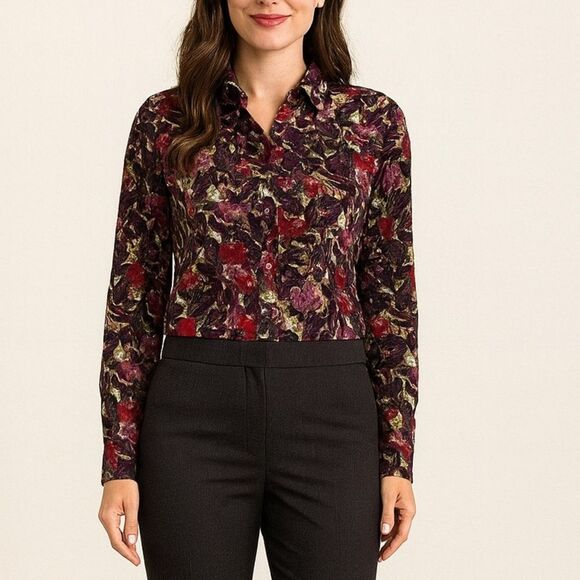 Christopher & Banks floral button down shirt Small - Picture 1 of 6